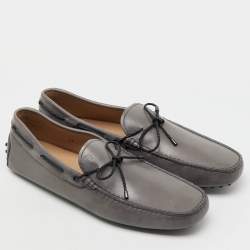 مملوكة مسبقًا Tod's Grey Leather Slip On Loafers Size 45.5