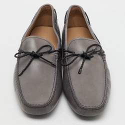 مملوكة مسبقًا Tod's Grey Leather Slip On Loafers Size 45.5
