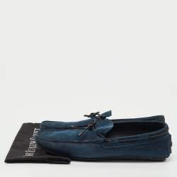 Pre Owned Tod's Navy Blue Nubuck Leather Slip On Loafers Size 45