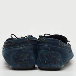 Pre Owned Tod's Navy Blue Nubuck Leather Slip On Loafers Size 45