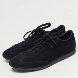 Pre Owned Tod's Black Suede Lace Up Sneakers Size 47.5