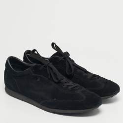 Pre Owned Tod's Black Suede Lace Up Sneakers Size 47.5