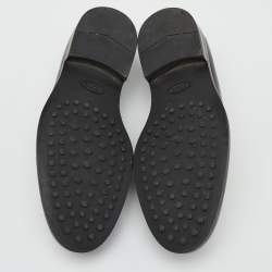 Pre Owned Tod's Black Leather Double T Slip On Loafers Size 38.5