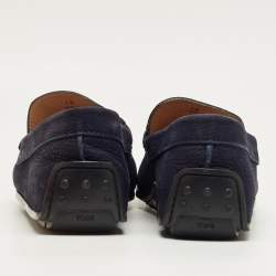 Pre Owned Tod's Navy Blue Suede Double T Loafers Size 44.5