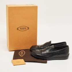 Pre Owned Tod's Black Leather Slip On Loafers Size 41