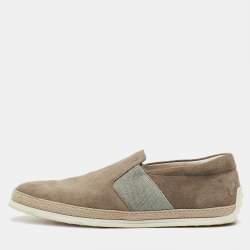Pre Owned Tod's Light Brown Suede Slip On Sneakers Size 44