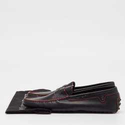 Pre Owned Tod’s For Ferrari Black Leather Gommino Driving Loafers Size 45