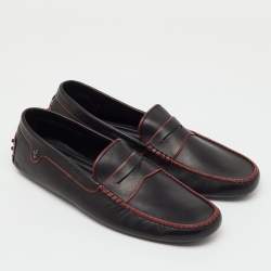 Pre Owned Tod’s For Ferrari Black Leather Gommino Driving Loafers Size 45