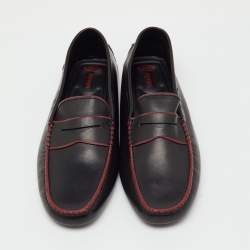 Pre Owned Tod’s For Ferrari Black Leather Gommino Driving Loafers Size 45