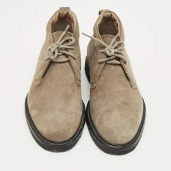 Pre Owned Tod's Grey Suede Lace Up Ankle Length Boots Size 41