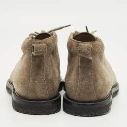 Pre Owned Tod's Grey Suede Lace Up Ankle Length Boots Size 41