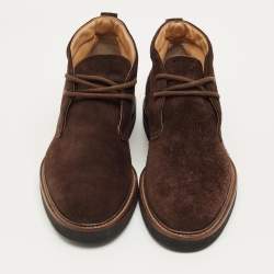 Pre Owned Tod's Brown Suede Ankle Length Boots Size 41.5