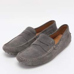 Pre Owned Tod's for Ferrari Grey Suede Loafers Size 41