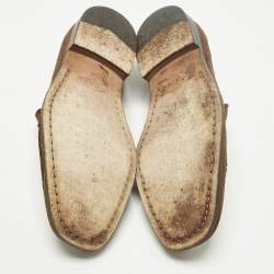 Pre Owned حذاء لوفرز تودز مزيين بشعار الماركة حرف تي مزدوج سويدي أسود مقاس 46.5