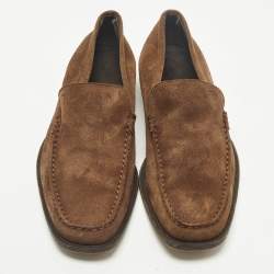 Pre Owned حذاء لوفرز تودز مزيين بشعار الماركة حرف تي مزدوج سويدي أسود مقاس 46.5