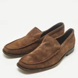 Pre Owned حذاء لوفرز تودز مزيين بشعار الماركة حرف تي مزدوج سويدي أسود مقاس 46.5