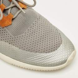 Pre Owned Tod's Size 43 Grey/Brown Knit Fabric and Suede Low Top Sneakers