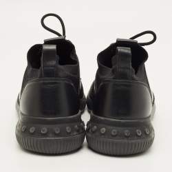 Pre Owned حذاء رياضي تودز قماش تريكو وجلد أسود بعنق منخفض مقاس 43