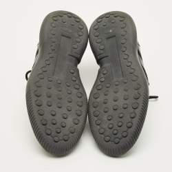 Pre Owned حذاء رياضي تودز قماش تريكو وجلد أسود بعنق منخفض مقاس 43