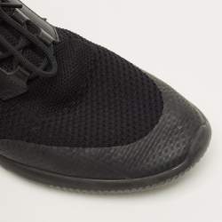 Pre Owned حذاء رياضي تودز قماش تريكو وجلد أسود بعنق منخفض مقاس 43