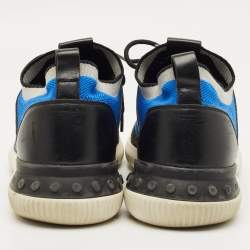Pre Owned Tod's No Code Size 43 Blue/Black Knit Fabric and Leather Low Top Sneakers