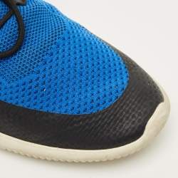 Pre Owned Tod's No Code Size 43 Blue/Black Knit Fabric and Leather Low Top Sneakers