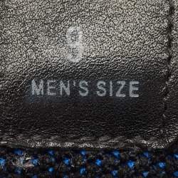 Pre Owned Tod's No Code Size 43 Blue/Black Knit Fabric and Leather Low Top Sneakers