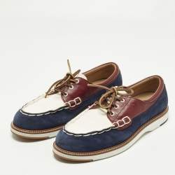 مملوكة مسبقًا Tod's Boat Size 44 Tricolor Leather and Suede Lace Up Loafers