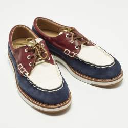 مملوكة مسبقًا Tod's Boat Size 44 Tricolor Leather and Suede Lace Up Loafers