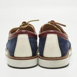 مملوكة مسبقًا Tod's Boat Size 44 Tricolor Leather and Suede Lace Up Loafers
