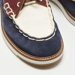 مملوكة مسبقًا Tod's Boat Size 44 Tricolor Leather and Suede Lace Up Loafers