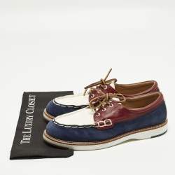 مملوكة مسبقًا Tod's Boat Size 44 Tricolor Leather and Suede Lace Up Loafers