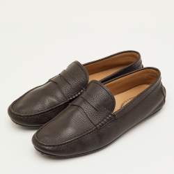 مملوكة مسبقًا Tod's Size 41 Dark Brown Leather Slip On Loafers