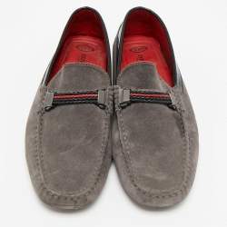 مملوكة مسبقًا Tod's For Ferrari Size 41.5 Grey/Black Leather and Suede Loafers