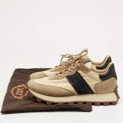 Pre Owned حذاء رياضي تودز منخفض من خامة قماش و جلد و سويدي بلون بيج/أسود مقاس 41.5