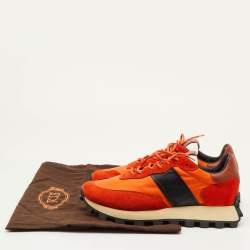 مملوكة مسبقًا حذاء رياضي تودز قماش وجلد وسويدي برتقالي/أسود رقبة منخفضة مقاس 41.5
