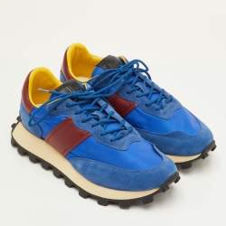 Pre Owned حذاء رياضي تودز قماش وزوجي جلدي وبني / أزرق مقاس 41.5