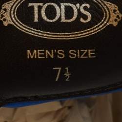 Pre Owned حذاء رياضي تودز قماش وزوجي جلدي وبني / أزرق مقاس 41.5