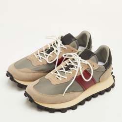 Pre Owned حذاء رياضي تودز منخفض القماش والجلد والشامواه متعدد الألوان مقاس 41.5