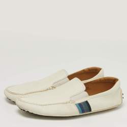 مملوكة مسبقًا Tod's Size 44.5 White Leather Slip On Loafers