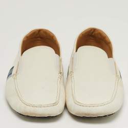 مملوكة مسبقًا Tod's Size 44.5 White Leather Slip On Loafers