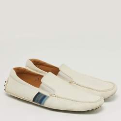 مملوكة مسبقًا Tod's Size 44.5 White Leather Slip On Loafers