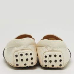 مملوكة مسبقًا Tod's Size 44.5 White Leather Slip On Loafers