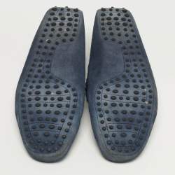 Pre Owned Tod's Gommino Size 43 Navy Blue Suede Bow Loafers