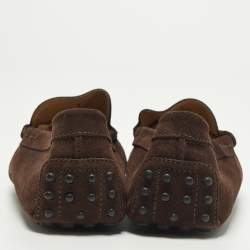 Pre Owned Tod's City Gommino Size 41 Brown Suede Loafers