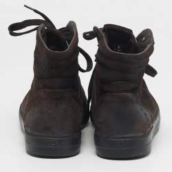 Pre Owned Tod's Size 41 Dark Brown Suede High Top Sneakers