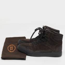 Pre Owned Tod's Size 41 Dark Brown Suede High Top Sneakers