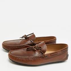 مملوكة مسبقًا Tod's Gommino Ciry Size 42 Brown Leather Loafers