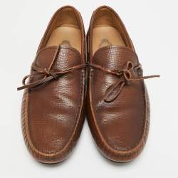 مملوكة مسبقًا Tod's Gommino Ciry Size 42 Brown Leather Loafers