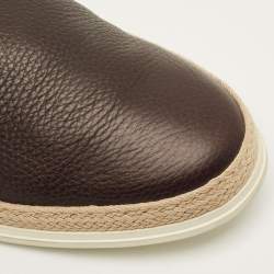 Pre Owned حذاء رياضي تودز جلد بني داكن سليب أون مقاس 42.5